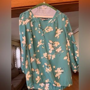 Loft Floral Blouse - turquoise size small